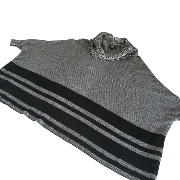 ANTHROPOLOGIE |‎ MAEVE Keisha Gray/Black Oversized Turtleneck Poncho Sweater M/L - Picture 8 of 14